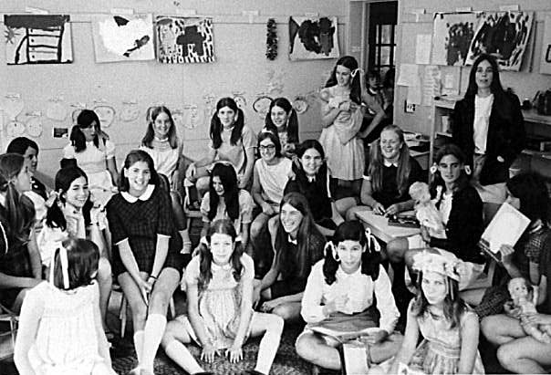 Springside School Class of 1970 in pigtails.