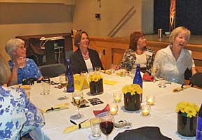 Jane Martin, Becky Walsh, Laura Rasmussen, and Anne Clements at 2010 reunion dinner.